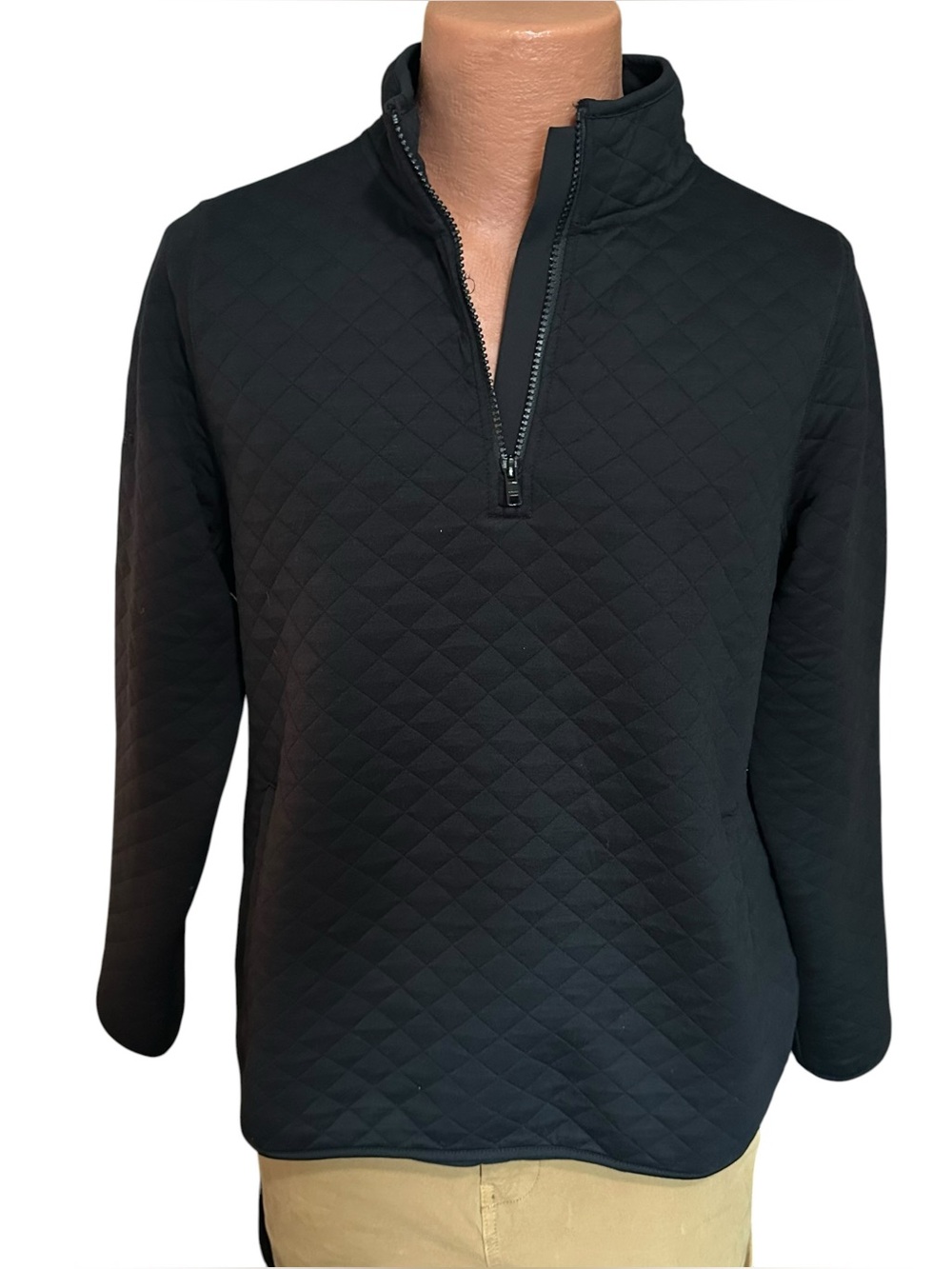 Men's Corbet Quarter Zip Pullover in Black Quilted Sz LG